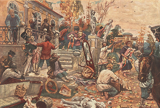 Sacking a landed estate, by V. N. Kurdyumov.