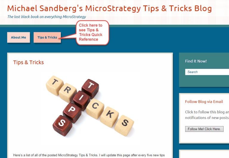 Tips and Tricks Quick Reference