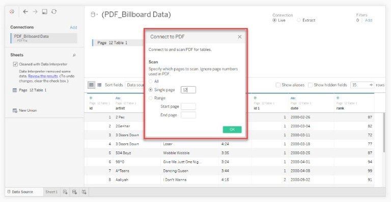 Tableau Connect to PDF